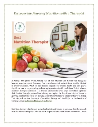 Discover the Power of Nutrition with a Therapist