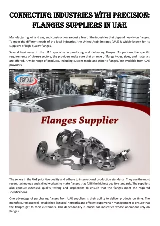 Connecting Industries with Precision- Flanges Suppliers in UAE