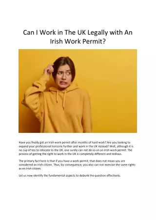 Can I Work In The UK Legally With An Irish Work Permit