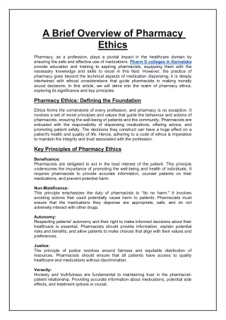 A Brief Overview of Pharmacy Ethics - Nitte University