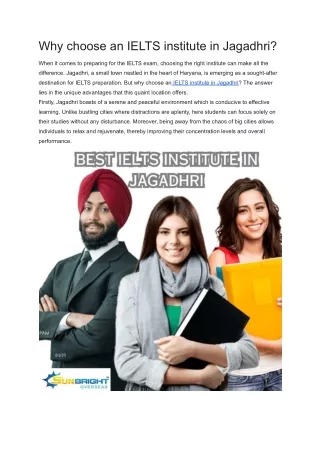 Why choose an IELTS institute in Jagadhri