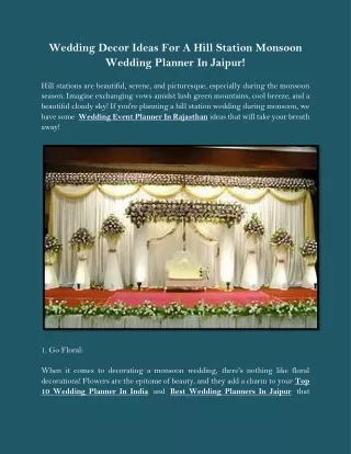 Wedding Decor Ideas For A Hill Station Monsoon Wedding Planner In Jaipur