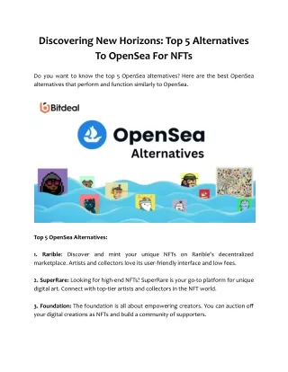 Discovering New Horizons_ Top 5 Alternatives To OpenSea For NFTs