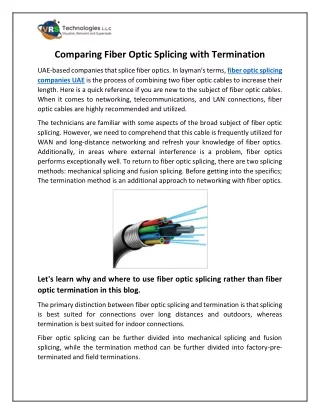 Comparing Fiber Optic Splicing with Termination