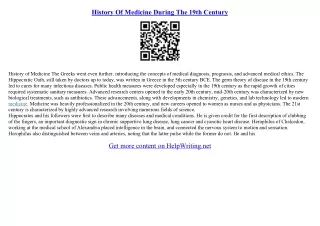 history of medicine essay