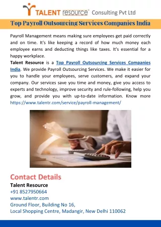 Top Payroll Outsourcing Services Companies India