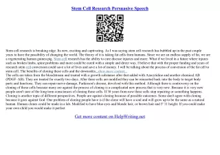 stem cell persuasive essay