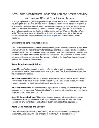Zero Trust Architecture_ Enhancing Remote Access Security with Azure AD and Conditional Access