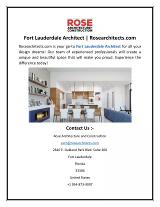 Fort Lauderdale Architect | Rosearchitects.com