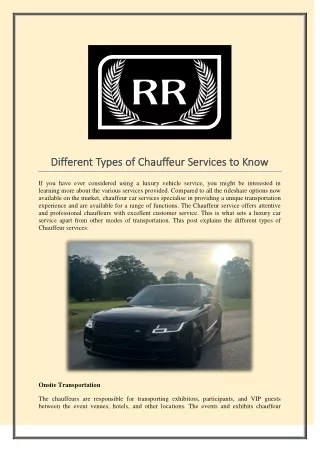 Different Types of Chauffeur Services to Know