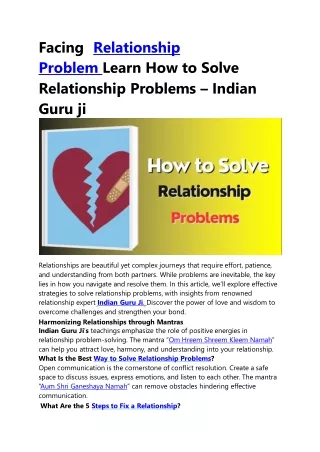 Facing Relationship Problem Learn How to Solve Relationship Problems – Indian Guru ji