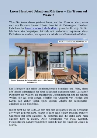 Luxus Hausboot Urlaub am Müritzsee Ein Traum auf Wasser