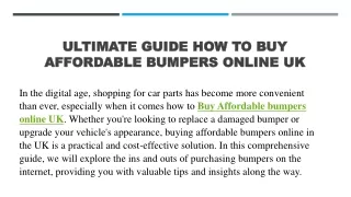 Ultimate Guide How to Buy Affordable Bumpers Online UK