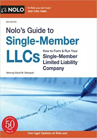 (PDF/DOWNLOAD) Nolo’s Guide to Single-Member LLCs: How to Form & Run Your S