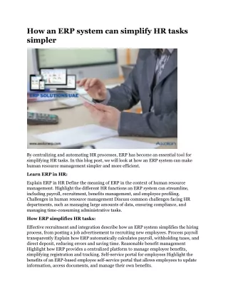 How an ERP system can simplify HR tasks simpler