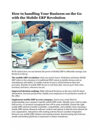 How to handling Your Business on the Go with the Mobile ERP Revolution