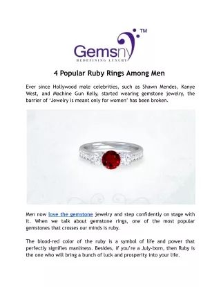 Dazzling Top 4 Ruby Rings for Men