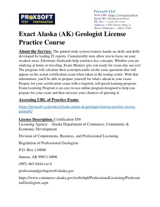 Exact Alaska (AK) Geologist License Practice Course