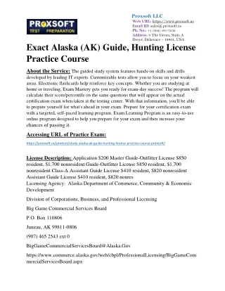 Exact Alaska (AK) Guide, Hunting License Practice Course