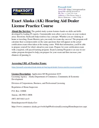 Exact Alaska (AK) Hearing Aid Dealer License Practice Course
