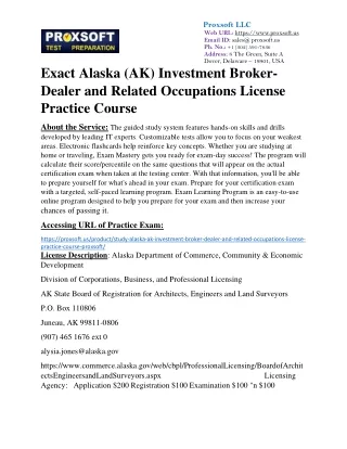 Exact Alaska (AK) Investment Broker-Dealer and Related Occupations License Pract