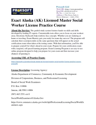 Exact Alaska (AK) Licensed Master Social Worker License Practice Course