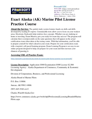 Exact Alaska (AK) Marine Pilot License Practice Course
