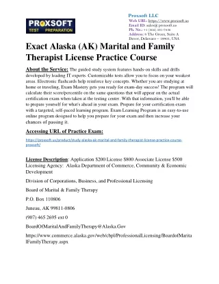 Exact Alaska (AK) Marital and Family Therapist License Practice Course