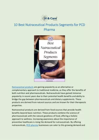 10 Best Nutraceutical Products Segments for PCD Pharma