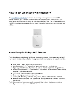 How to set up linksys wifi extender