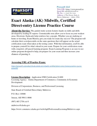 Exact Alaska (AK) Midwife, Certified Direct-entry License Practice Course