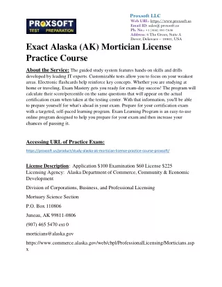 Exact Alaska (AK) Mortician License Practice Course