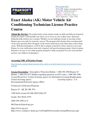 Exact Alaska (AK) Motor Vehicle Air Conditioning Technician License Practice Cou