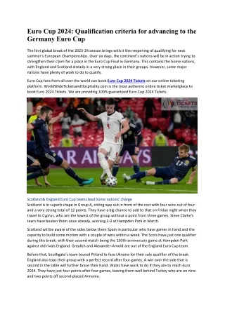 Euro Cup 2024 Qualification criteria for advancing to the Germany Euro Cup