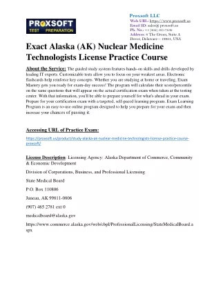 Exact Alaska (AK) Nuclear Medicine Technologists License Practice Course