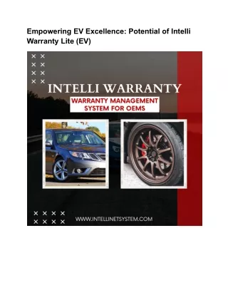 Empowering EV Excellence: Potential of Intelli Warranty Lite (EV)