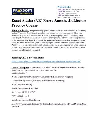 Exact Alaska (AK) Nurse Anesthetist License Practice Course