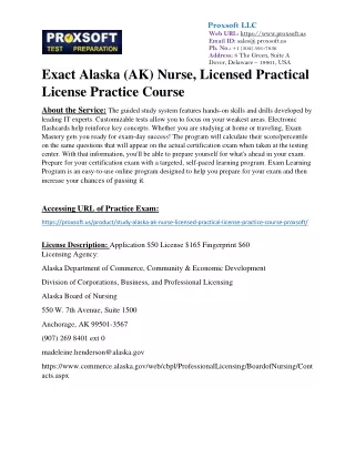 Exact Alaska (AK) Nurse, Licensed Practical License Practice Course