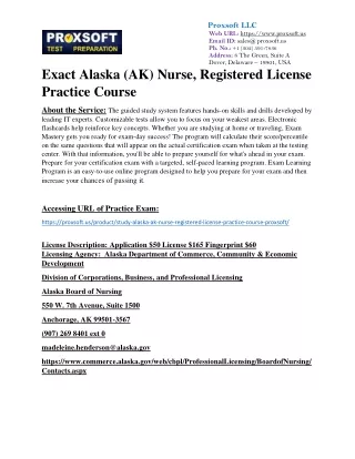 Exact Alaska (AK) Nurse, Registered License Practice Course