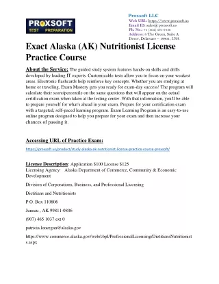 Exact Alaska (AK) Nutritionist License Practice Course