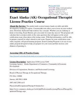 Exact Alaska (AK) Occupational Therapist License Practice Course