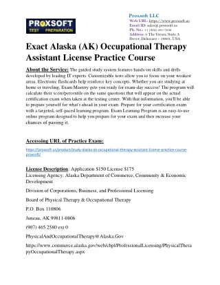 Exact Alaska (AK) Occupational Therapy Assistant License Practice Course