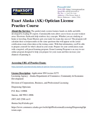 Exact Alaska (AK) Optician License Practice Course