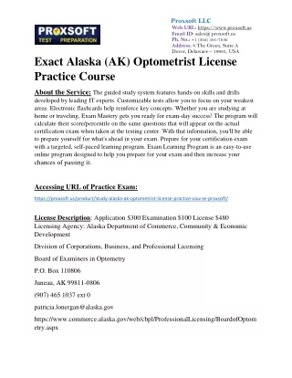 Exact Alaska (AK) Optometrist License Practice Course