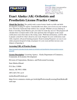 Exact Alaska (AK) Orthotists and Prosthetists License Practice Course