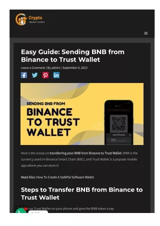 How to Transfer BNB from Binance to Trust Wallet