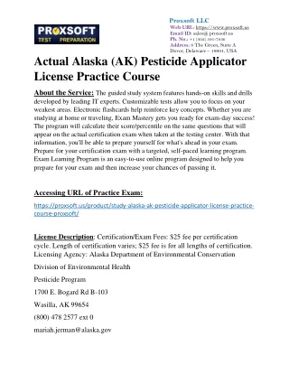 Actual Alaska (AK) Pesticide Applicator License Practice Course