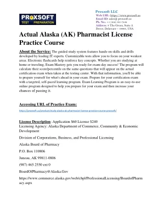 Actual Alaska (AK) Pharmacist License Practice Course