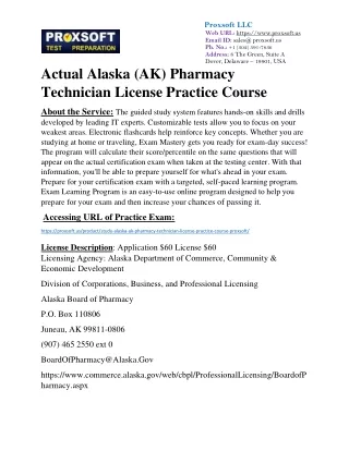 Actual Alaska (AK) Pharmacy Technician License Practice Course