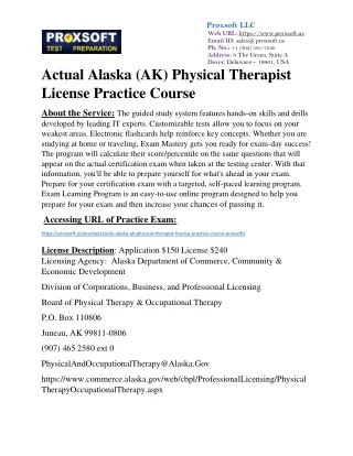 Actual Alaska (AK) Physical Therapist License Practice Course